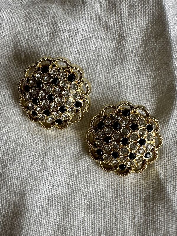 Store elegante bling knapper - Sort og hvit
