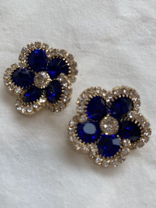 Hovedbilde Bling blomsterknapper - Kobolt