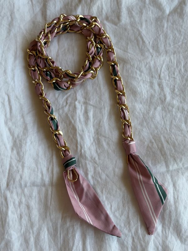 120 cm lenke med silkeskjerf - pink