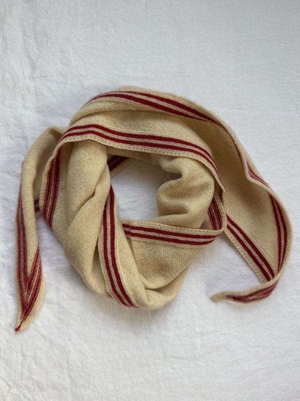 Cashmere skjerf - Beige og rød